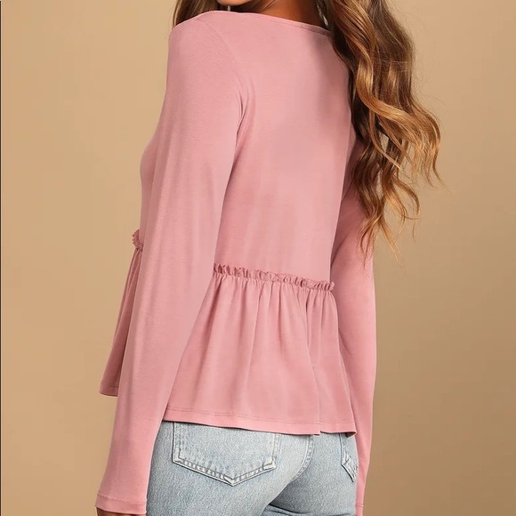 NEW Dusty Rose Ruffled Long Sleeve Top - Picture 3 of 5